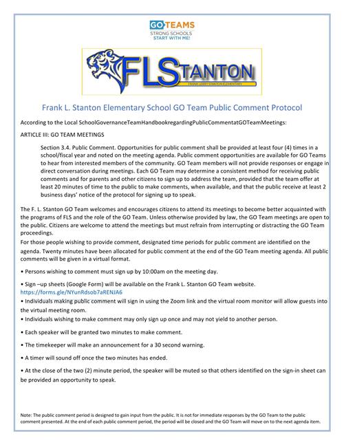 FLS GO Team Public Comment Protocol